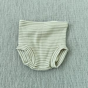 Quincy Mae Cream + Green Striped Ribbed Bloomer Bottom - 0 to 3 Months